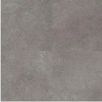 Deep Grey Industrial Concrete Look LVT Close-up of matte, medium-dark grey Luxury Vinyl Tile (LVT) featuring a solid, uniform concrete effect texture.