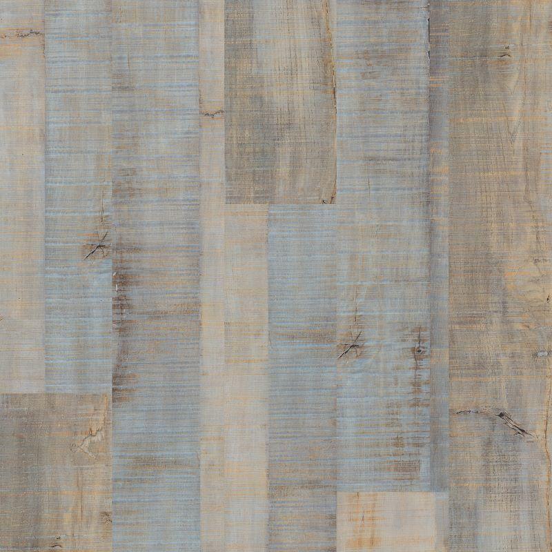 A high-resolution sample of Blue Salvaged Wood 4103 Polyflor Expona Commercial LVT, featuring unique blue-washed timber planks with reclaimed wood textures and weathered grey-brown undertones.